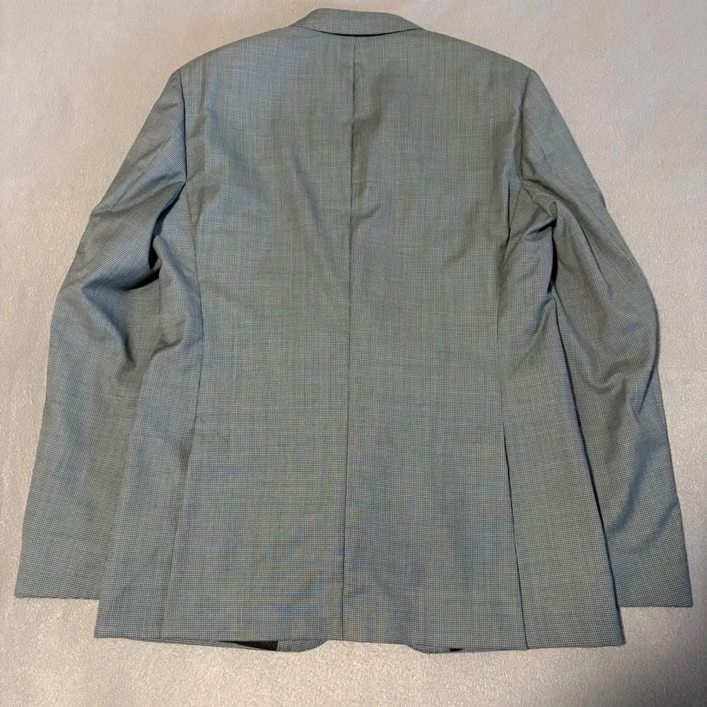 Hugo Boss Jetson Sport Coat 42L Mint Micro Check Virgin Wool Unstructured NEW